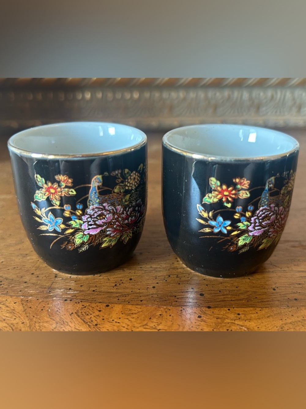 🐕3/20 Vintage Kutani-Style Japanese Sake Cups- Set of 2 - Picture 2 of 8